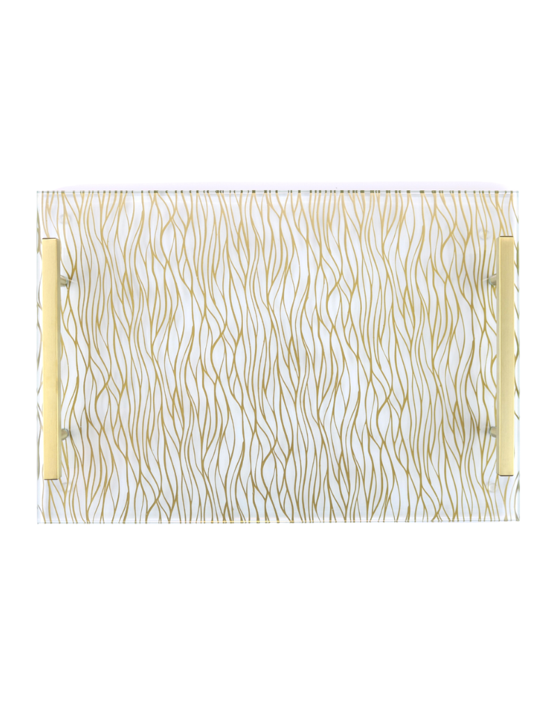 Glass & Acrylic Gold Design Challah Tray