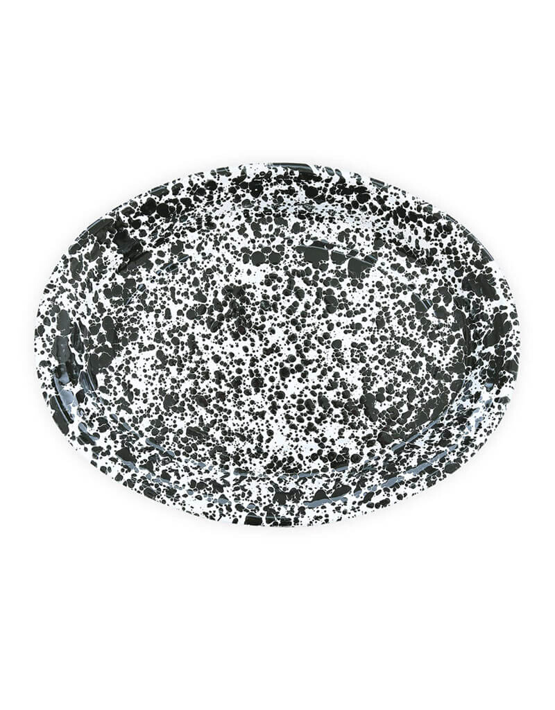 Black Splatter Oval Tray