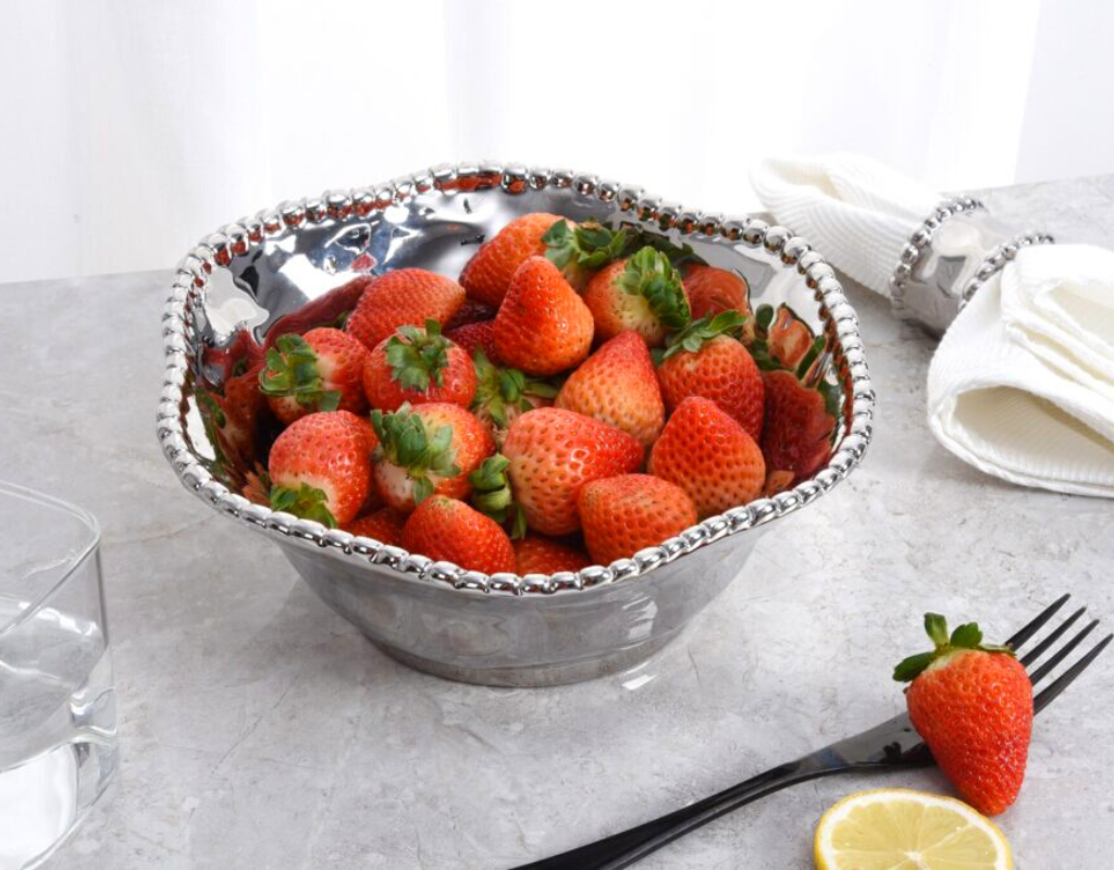 Silver Porcelain Salad Bowl