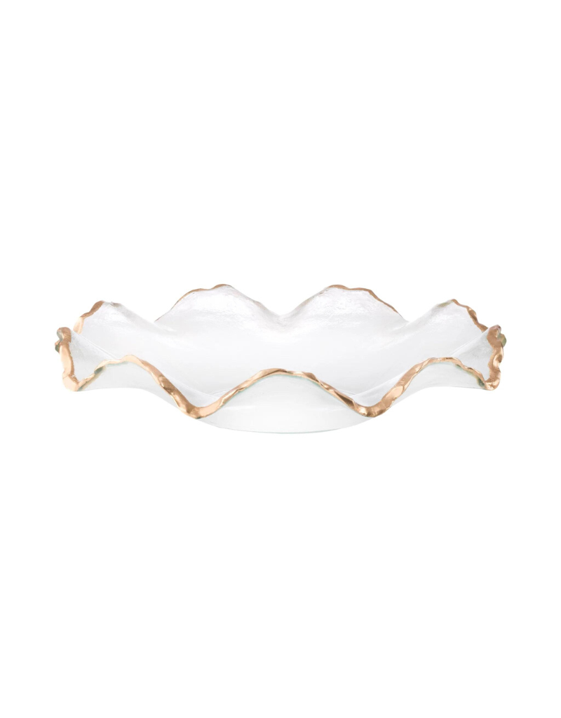 Glass Gold Ruffle Bowl