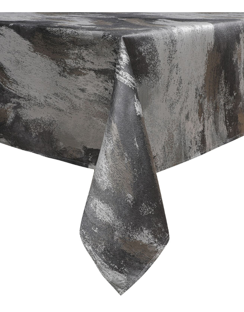 Jacquard Tablecloth Abstract Dark Grey/Taupe/Silver #1200