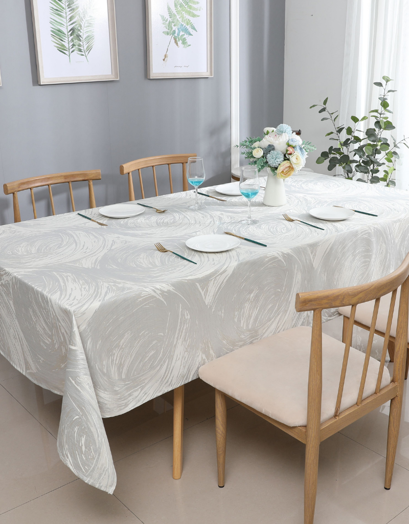 Jacquard Tablecloth Ivory Swirl #1227
