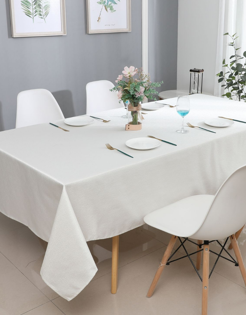 Jacquard White Silver Tablecloth #1326