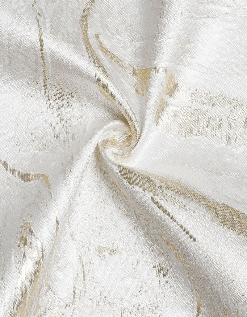 Jacquard White & Gold Wave Tablecloth #1327