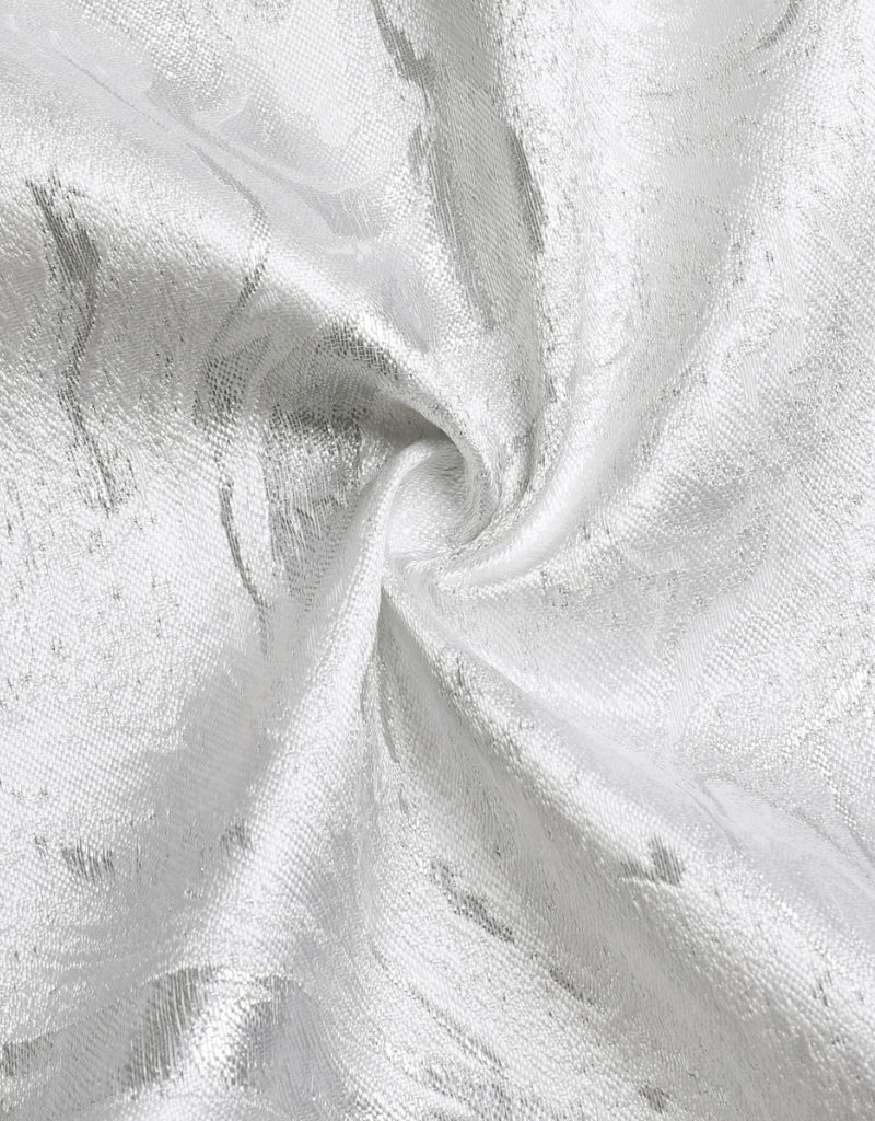 Jacquard White & Silver Wave Tablecloth #1328
