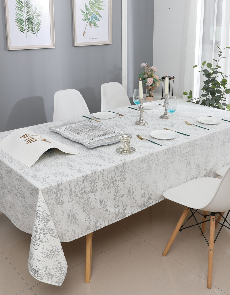 Velvet Silver & White Mosaic Tablecloth #1403