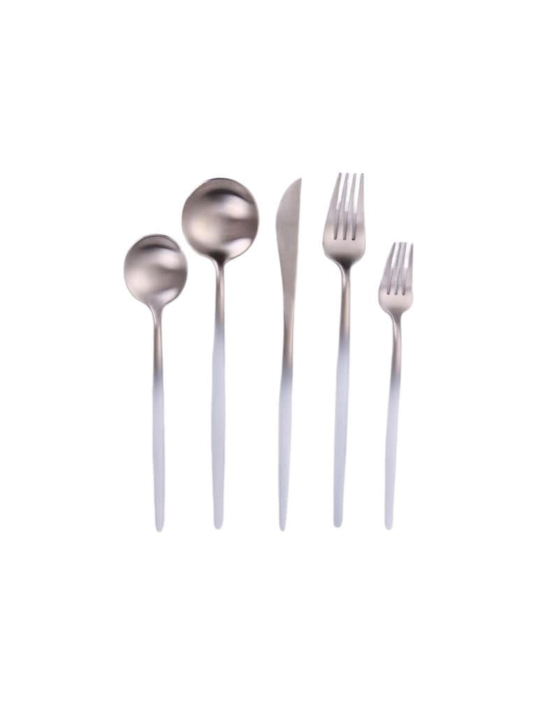 Vera White & Silver Flatware 20 Piece Set