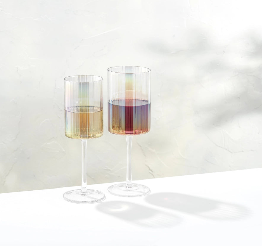 Christian Siriano Chroma Iridescent White Wine Glass Set
