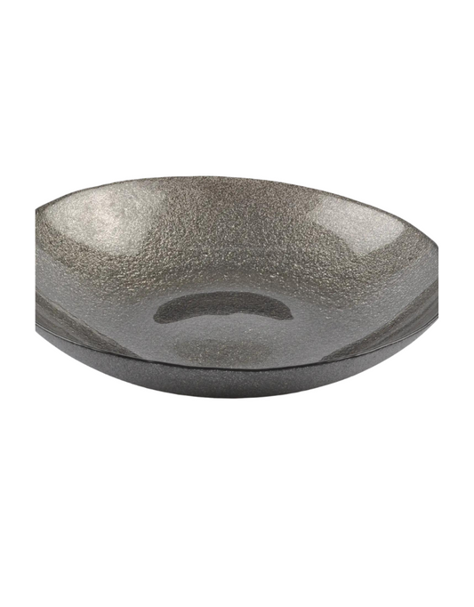 Natural Dark Grey Glitter Glass Bowl 10.65"