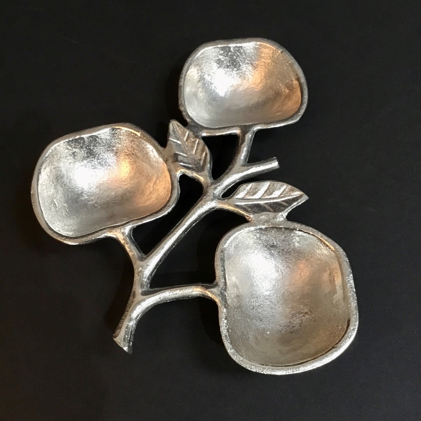 Three Sectioned Silver Apple Bowl