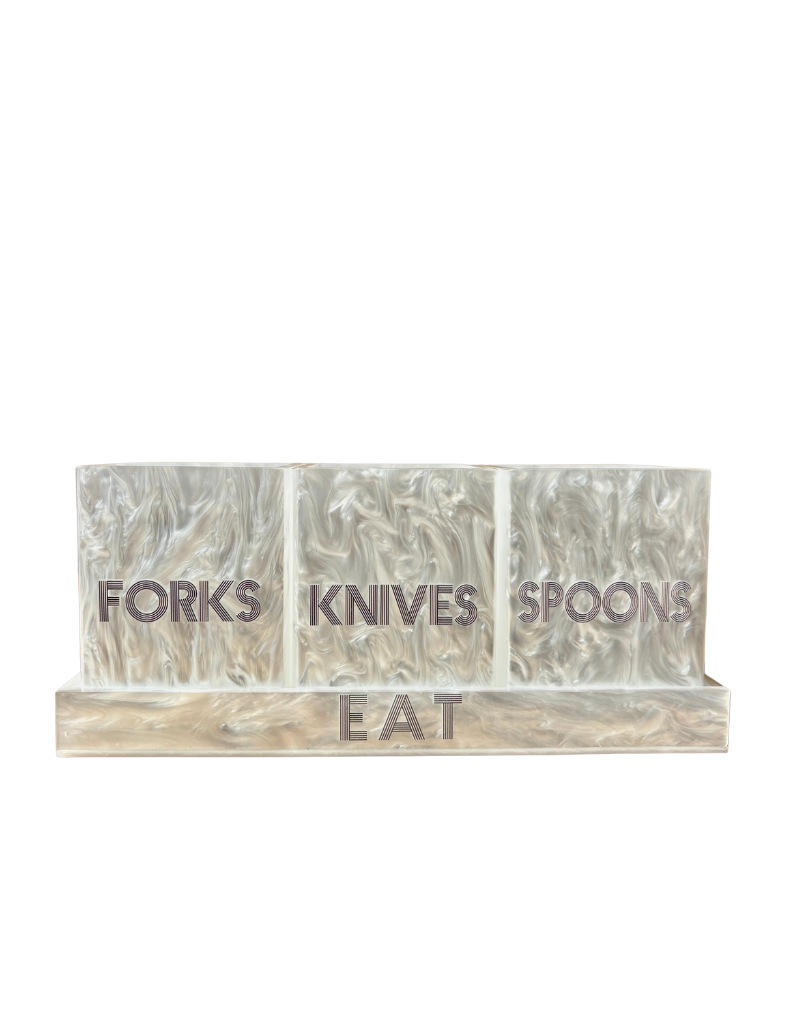 White Acrylic Silverware Caddy Sets