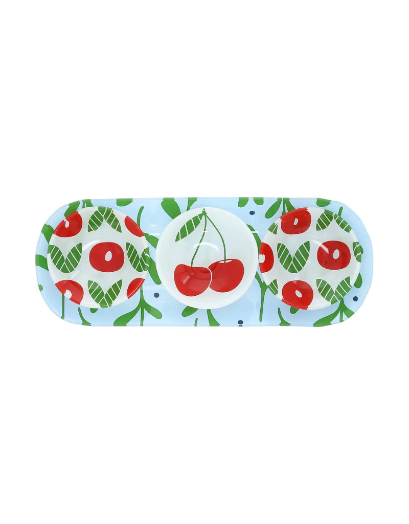 Fruit Glass Serving Tray with Bowls