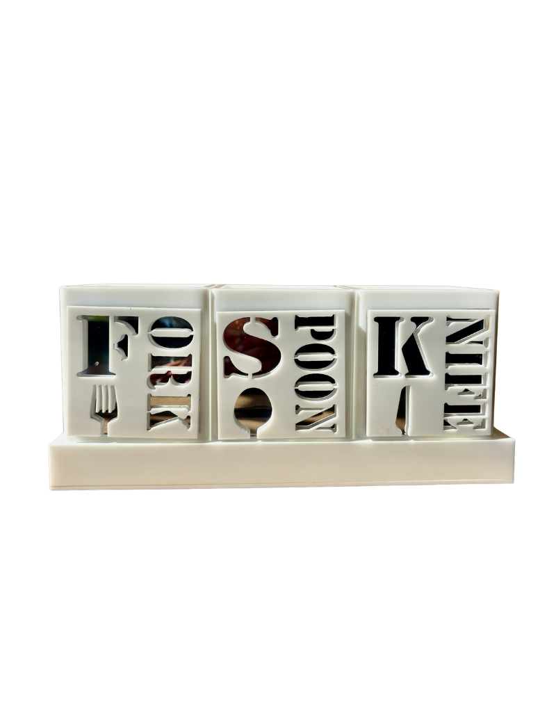 White Acrylic Silverware Caddy Sets