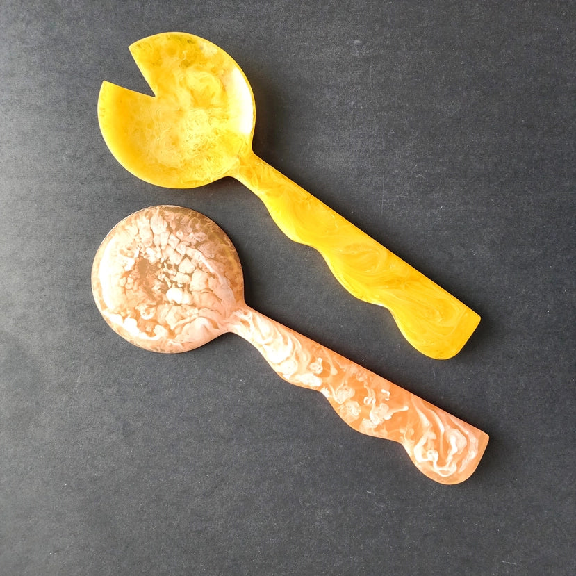 Two Color Hand Poured Resin Salad Servers