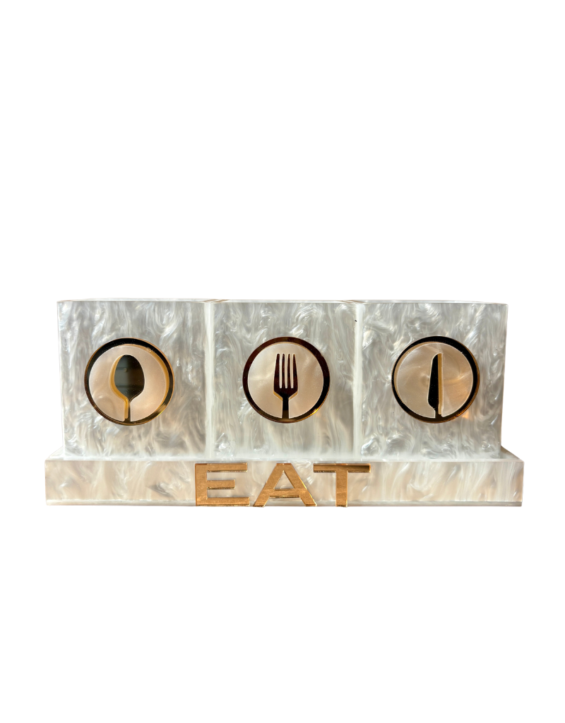 White Acrylic Silverware Caddy Sets