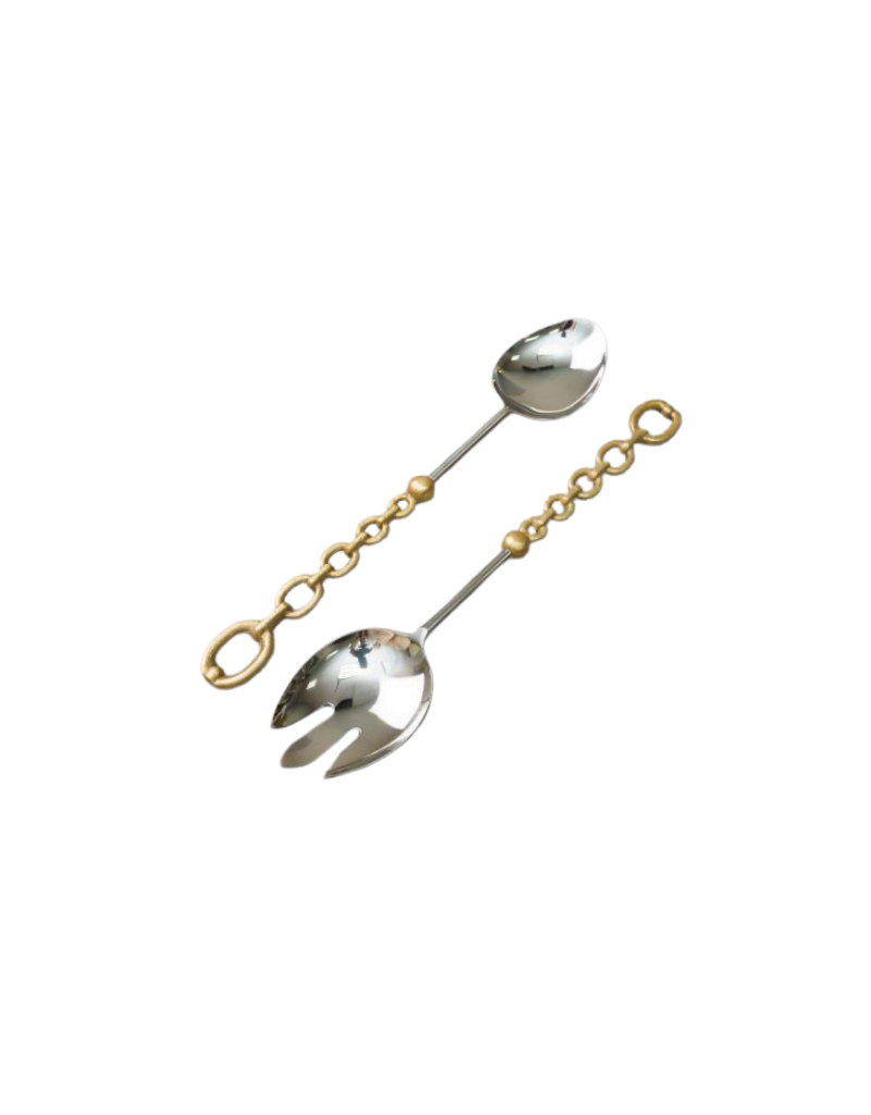 Textured Gold Chain Salad Servers