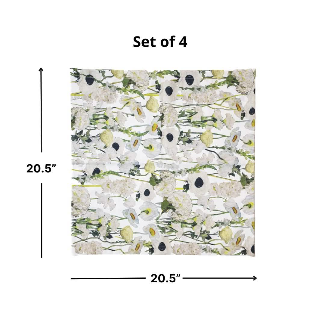 Elizabeth Sutton Collection: Cream Floral Garden Faux Linen Napkin Set