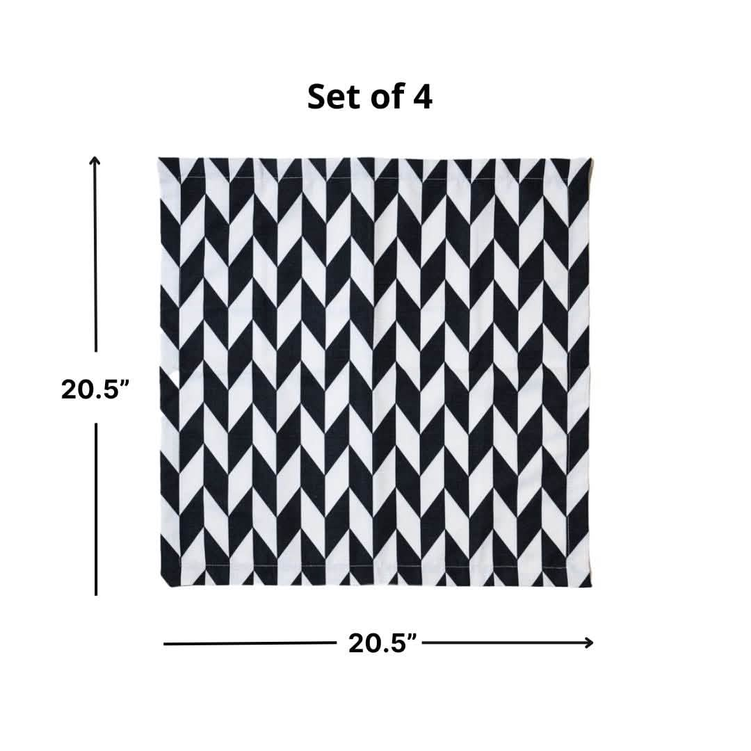 Elizabeth Sutton Collection: Black & White Chevron Faux Linen Napkin Set