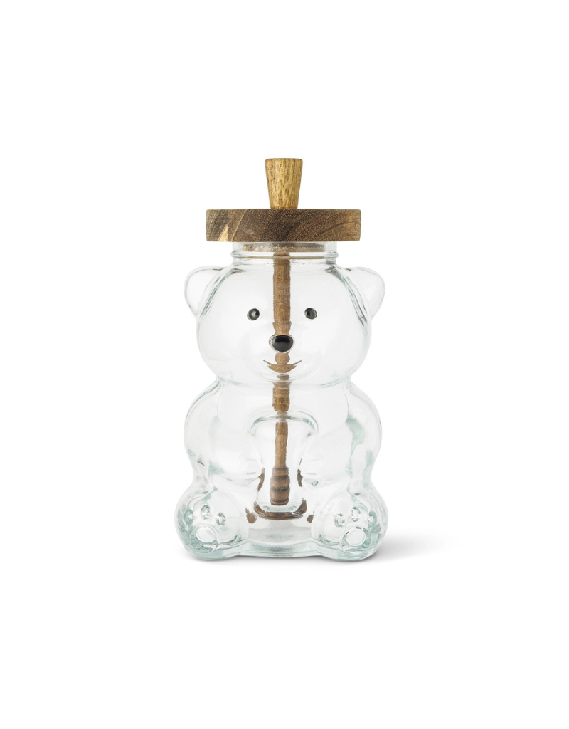 Bear Honey Jar with Acacia Dipper Lid