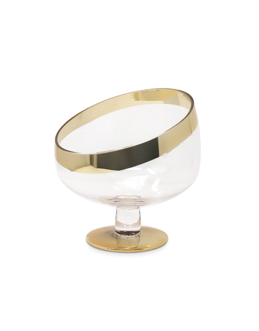 Footed Snack Bowl with Gold Trim