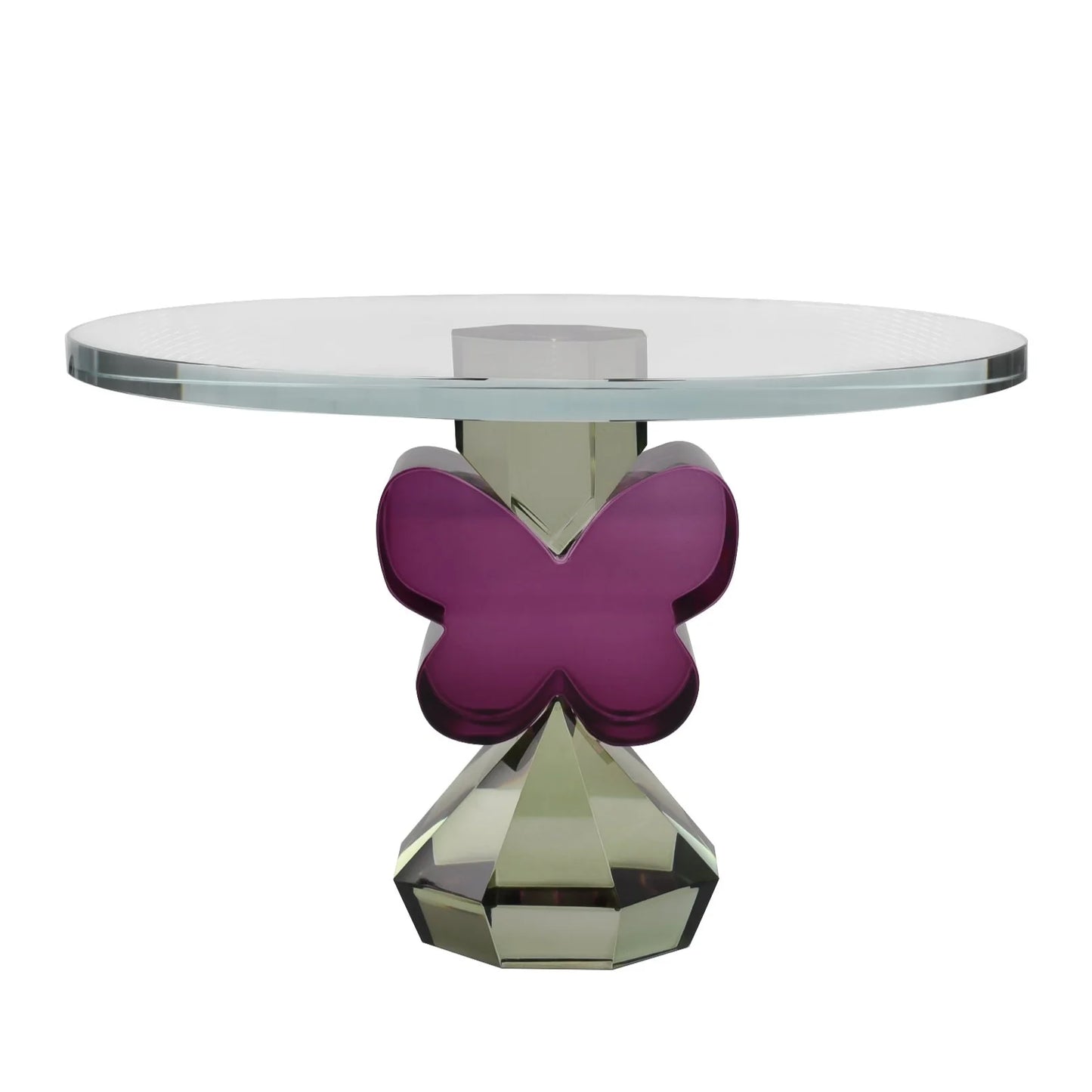Crystal Butterfly Cake Plate - Plum/Green