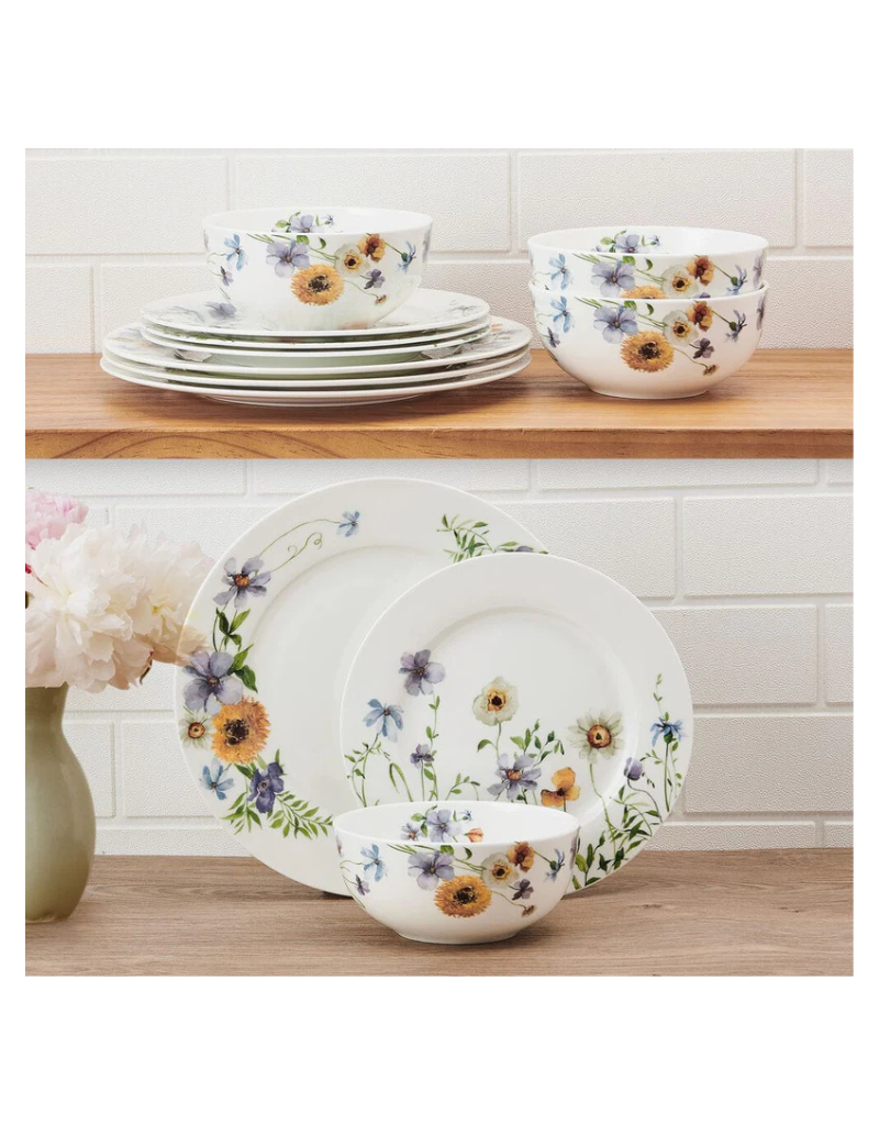 Audrina 12pc Bone China Dinnerware Set
