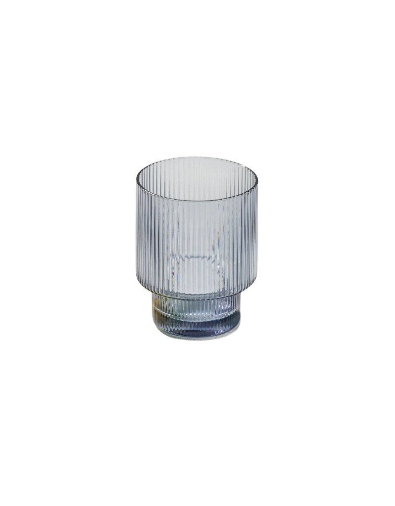 Vikko Smoke Malibu Ribbed Rocks Glasses 11 Oz