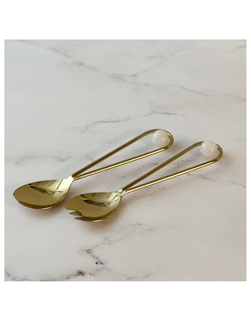 Gold Stainless Steel Salad Servers With Balls