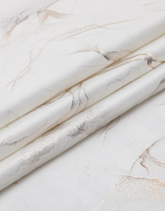 Velvet Stormy White & Gold Tablecloth #1413