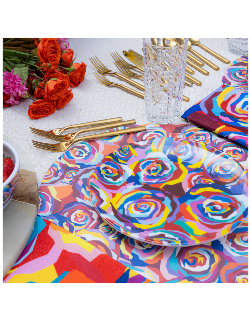 Elizabeth Sutton Collection: Multicolored Roses 12pc Melamine Dinnerware Set
