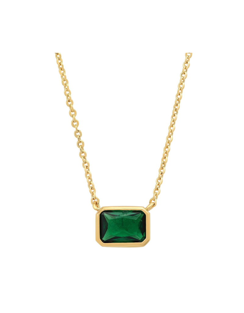 Emerald East West Gemstone Bezel Necklace
