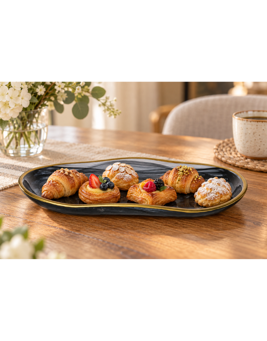 Black Alabaster Oval Tray