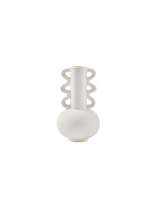 White Vase w/ Abstract Handles