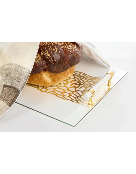 Acrylic Challah Tray with Cylinder Handles (options)