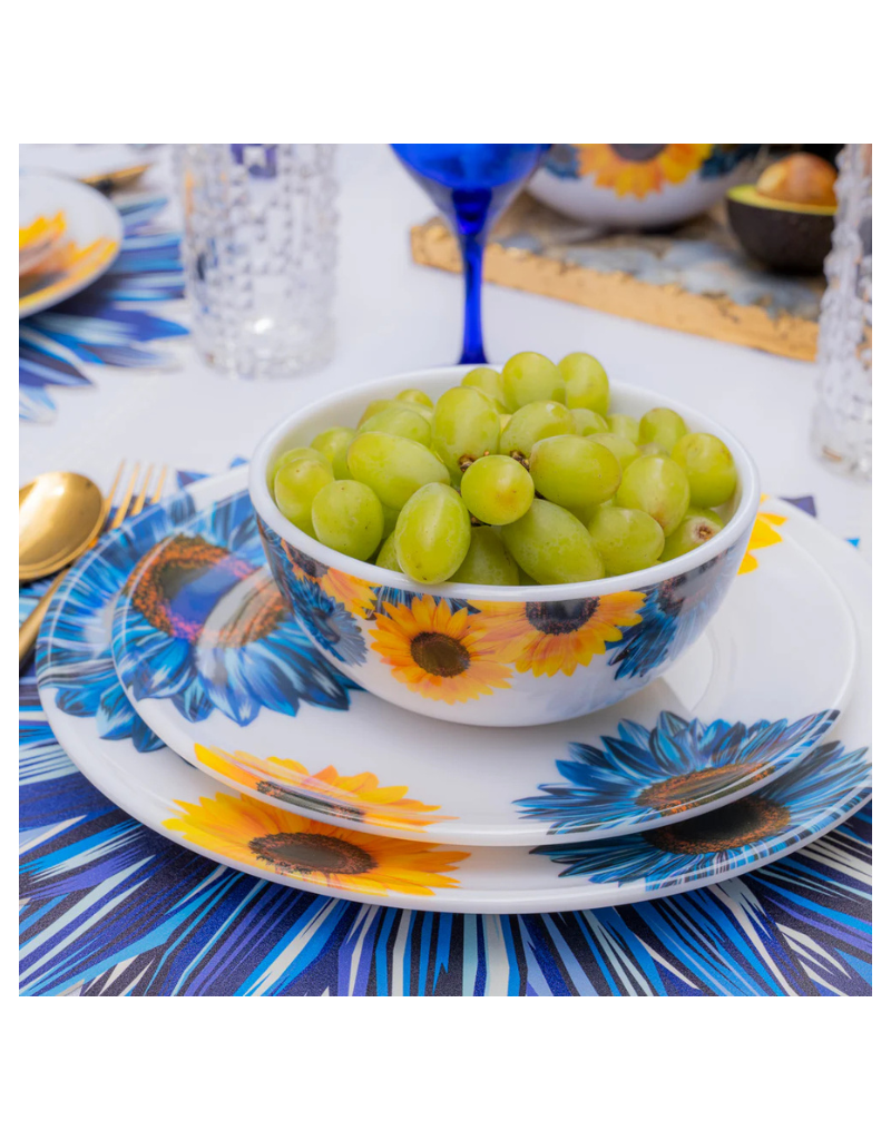 Elizabeth Sutton Collection: Blue Sunflower 12pc Melamine Dinnerware Set
