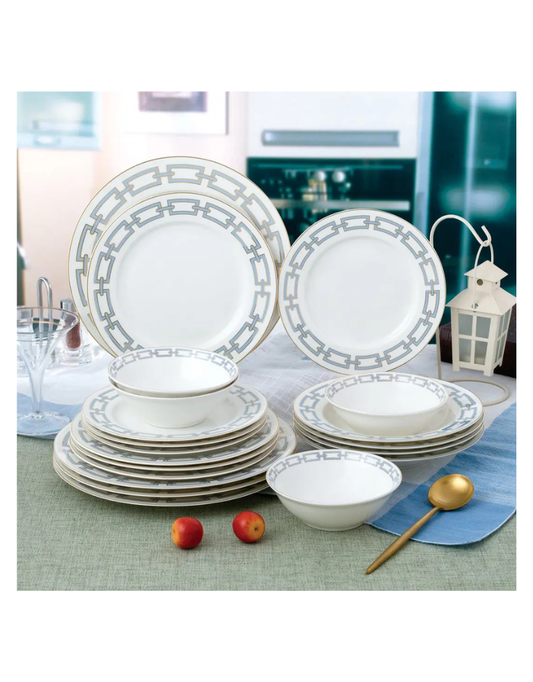 Abbey Light Blue 20pc Bone China Dinnerware Set