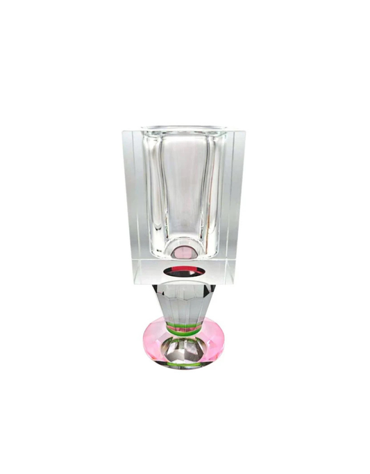 Crystal Vase with Pink and Smoke Color Base