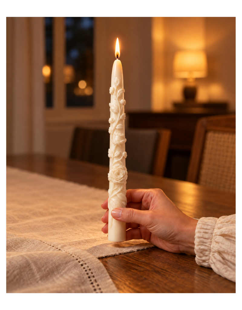 Peony Taper Havdalah Candle