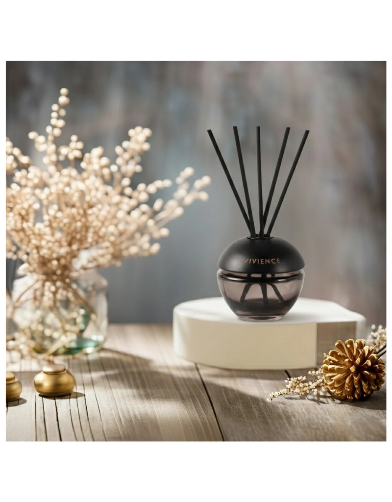 Smoked Round Wood Modern Reed Diffuser - Lily of the Valley