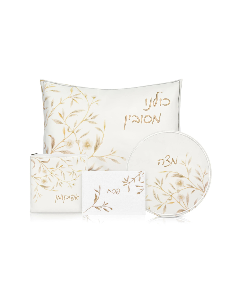 Gold Floral Bird Pesach Set