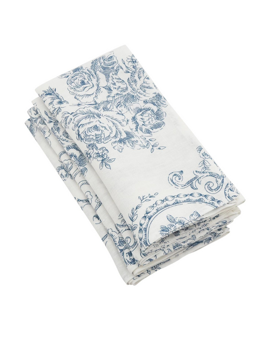 Toile Floral Napkins - Set of 4