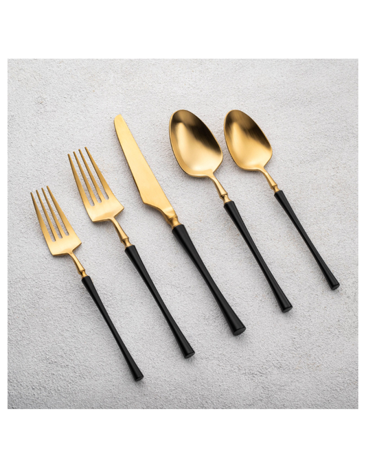 Irene Black & Gold Flatware 20 Piece Set