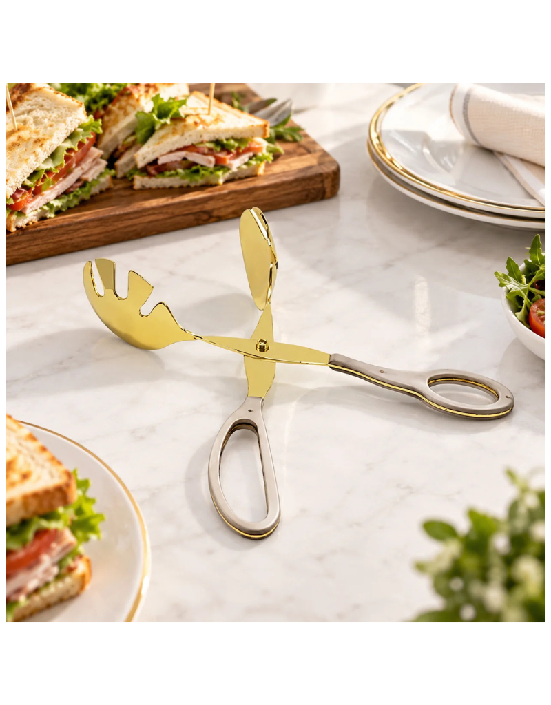 Stainless Steel Gold Serving Scissors Tongs