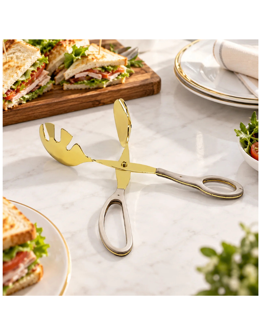 Stainless Steel Gold Serving Scissors Tongs