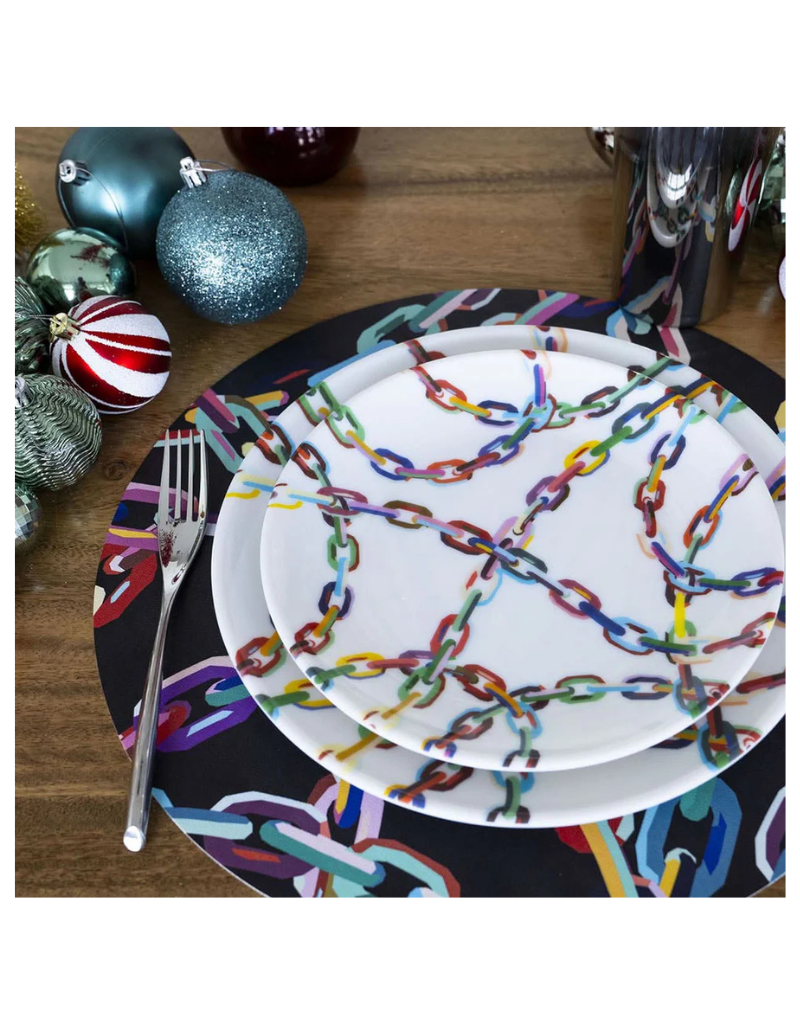 Elizabeth Sutton Collection: Large Chain Link 12pc Melamine Dinnerware Set