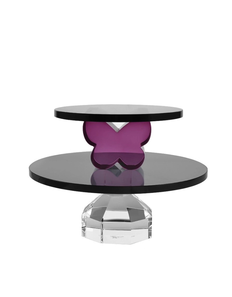 Two Tier Plum Crystal Cake Stand
