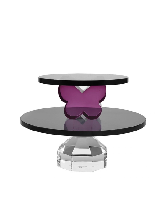 Two Tier Plum Crystal Cake Stand