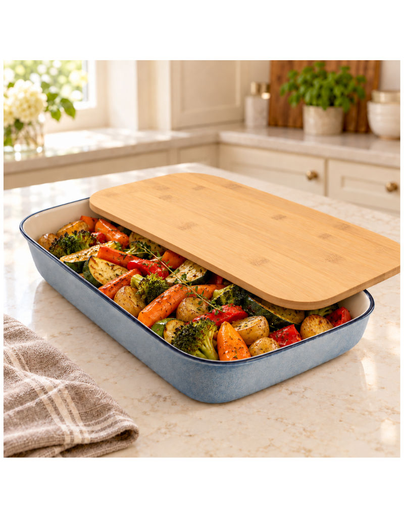 Taupe Rectangular Baker with Lid