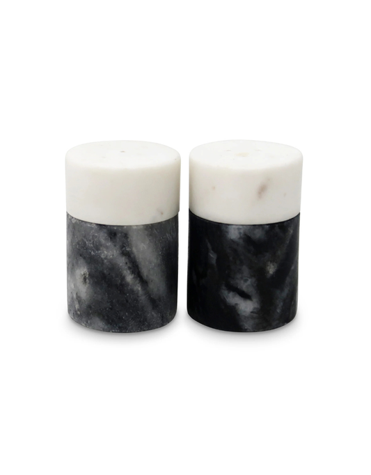 Salt & Pepper Set White and Black Marble