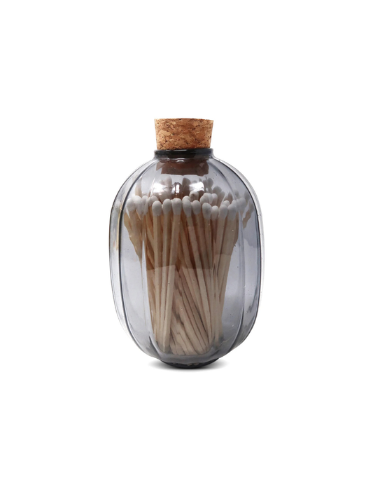 Smoked Bottle Match Holder with White Tip Matches